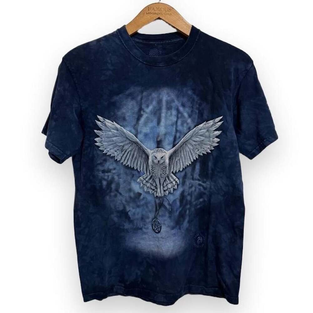 The Mountain Snowy Owl Graphic T-Shirt Size M Dark Blue Tie-Dye